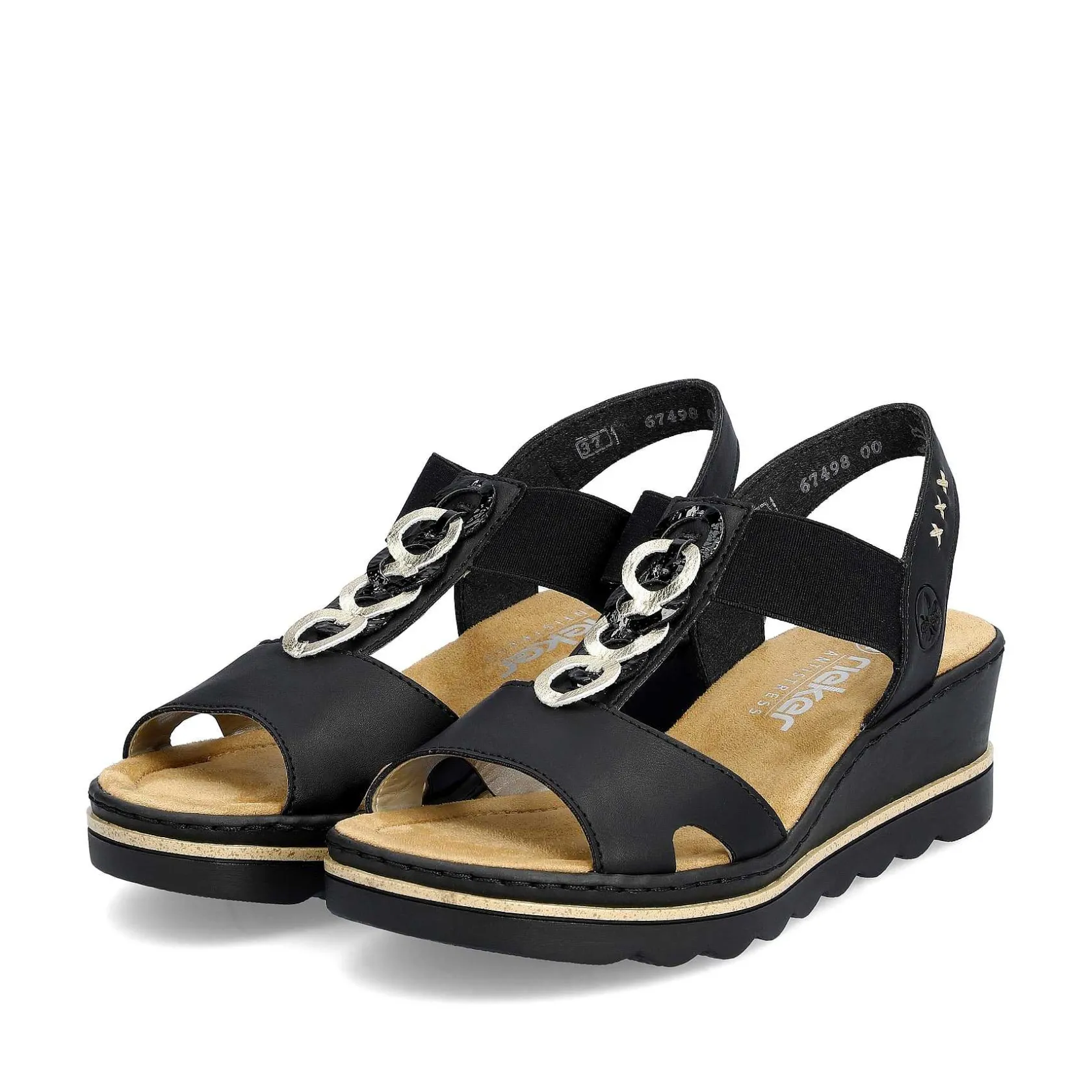 Rieker Heeled Shoes-Women'S Wedge Sandals Jet Black