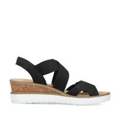 Rieker Heeled Shoes-Women'S Wedge Sandals Jet Black