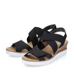 Rieker Heeled Shoes-Women'S Wedge Sandals Jet Black