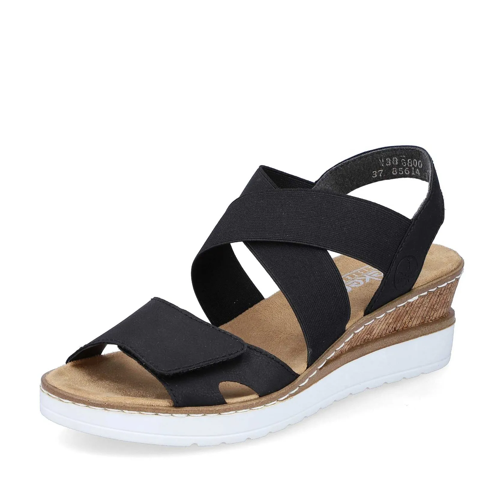 Rieker Heeled Shoes-Women'S Wedge Sandals Jet Black