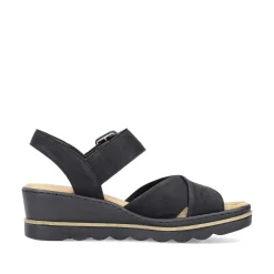 Rieker Heeled Shoes-Women'S Wedge Sandals Jet Black