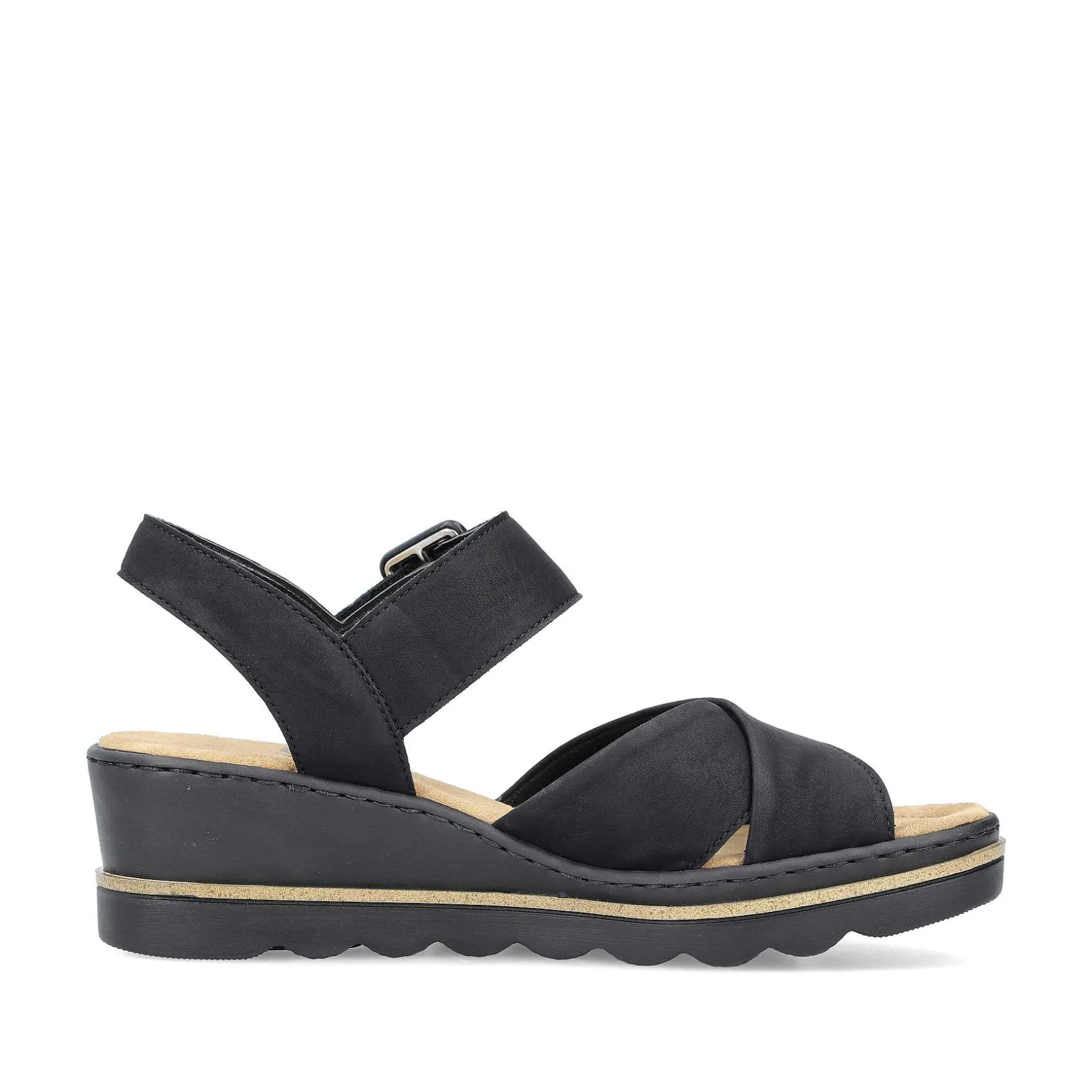 Rieker Heeled Shoes-Women'S Wedge Sandals Jet Black