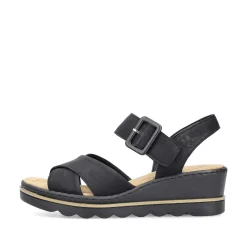 Rieker Heeled Shoes-Women'S Wedge Sandals Jet Black