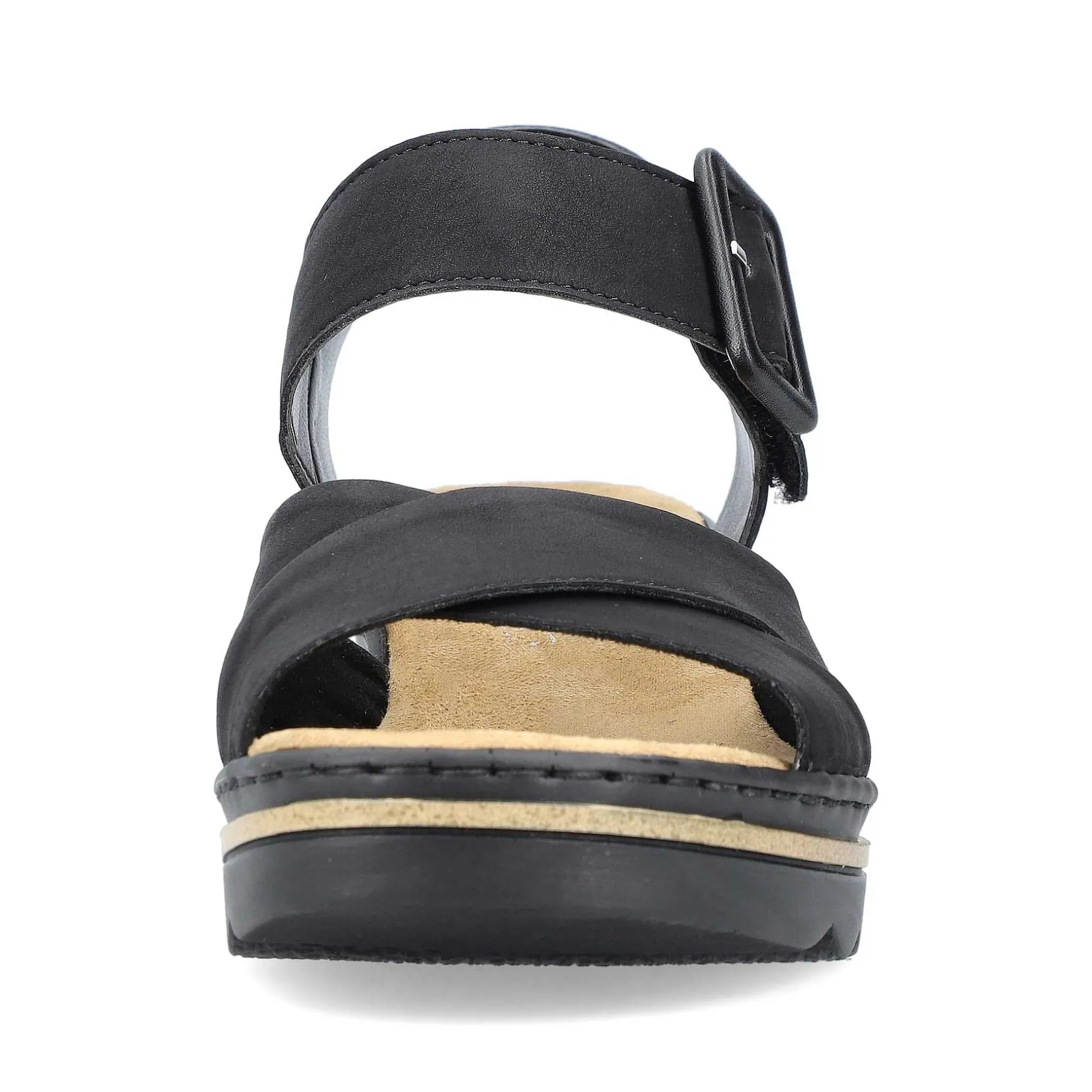 Rieker Heeled Shoes-Women'S Wedge Sandals Jet Black