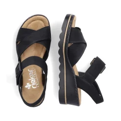 Rieker Heeled Shoes-Women'S Wedge Sandals Jet Black