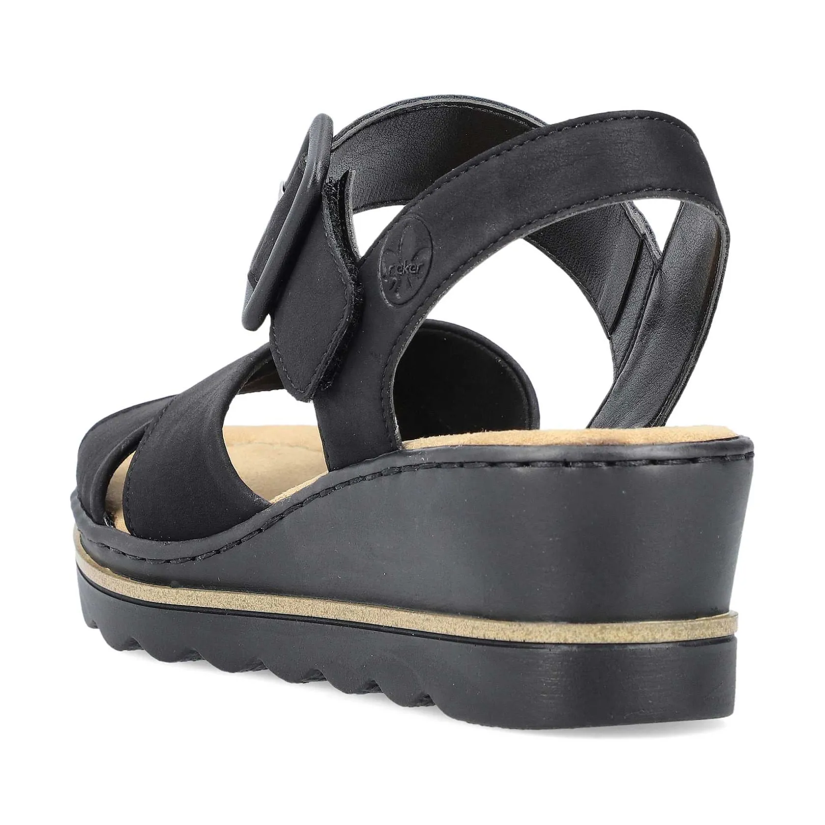 Rieker Heeled Shoes-Women'S Wedge Sandals Jet Black