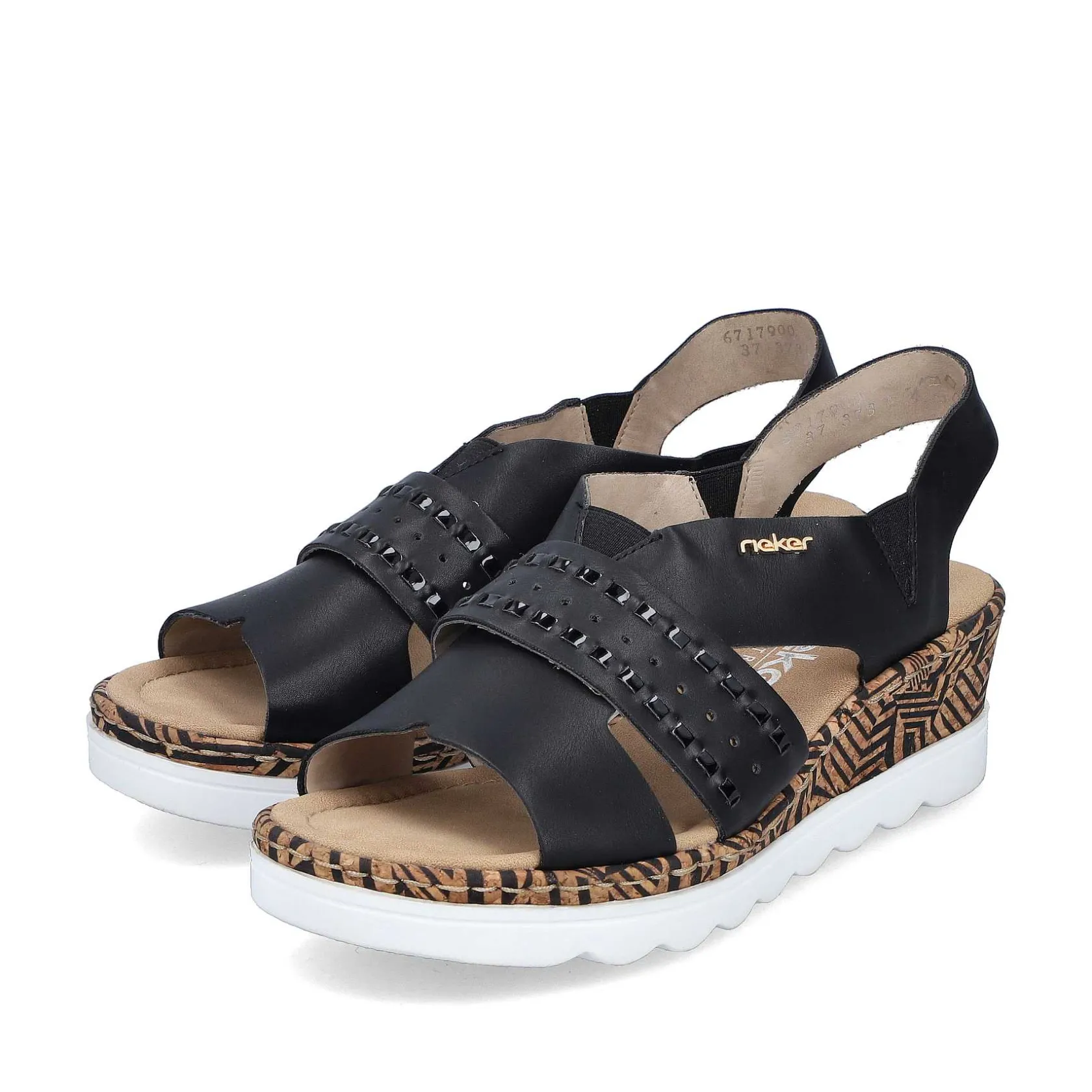 Rieker Heeled Shoes-Women'S Wedge Sandals Night Black