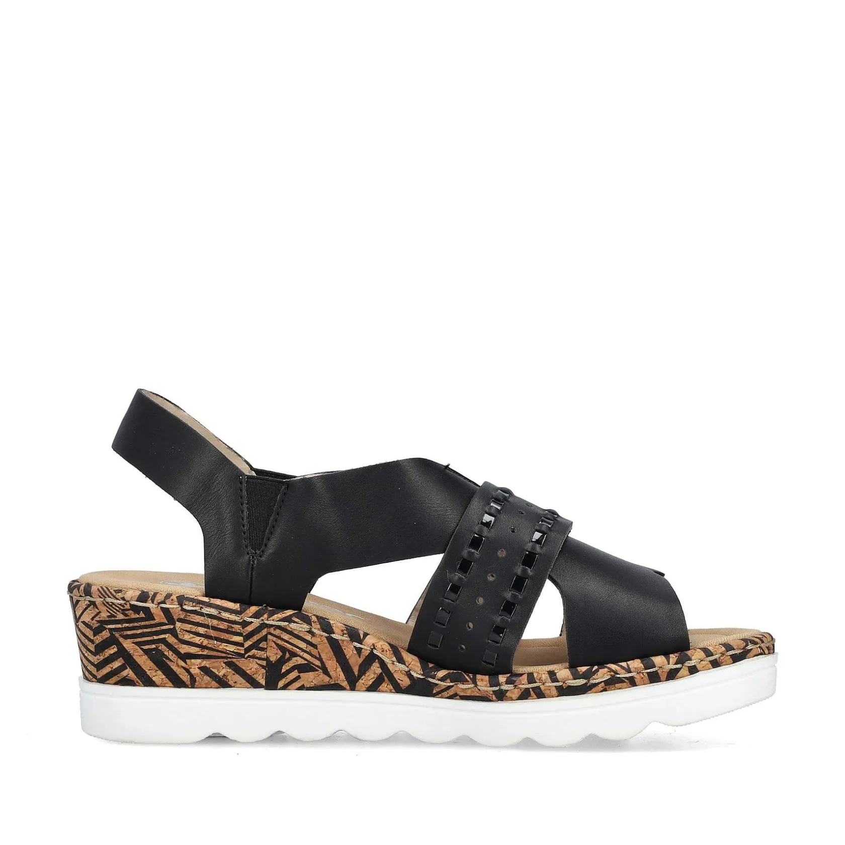 Rieker Heeled Shoes-Women'S Wedge Sandals Night Black