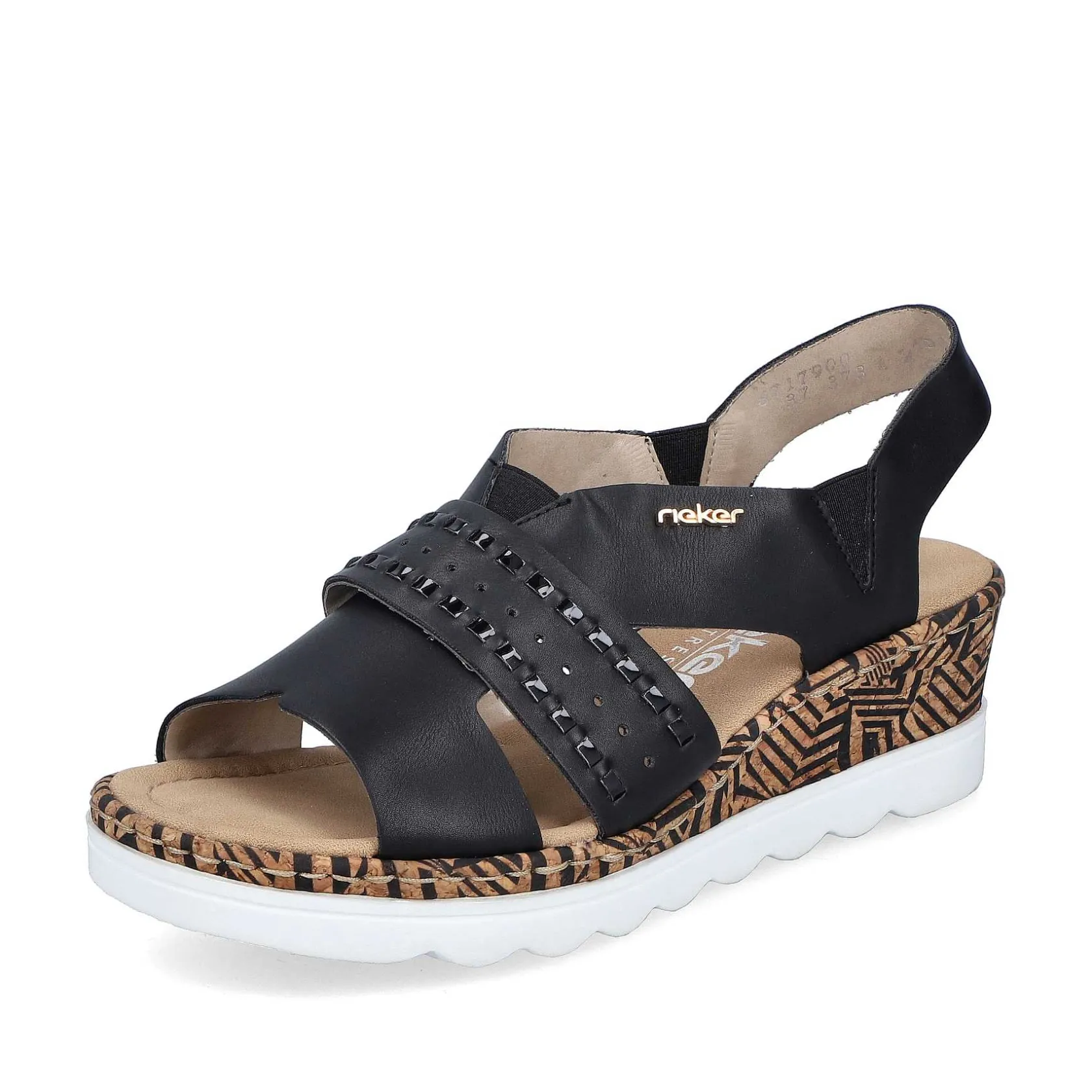 Rieker Heeled Shoes-Women'S Wedge Sandals Night Black