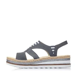 Rieker Heeled Shoes-Women'S Wedge Sandals Pacific Blue