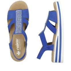 Rieker Summer Shoes-Women'S Wedge Sandals Royal Blue