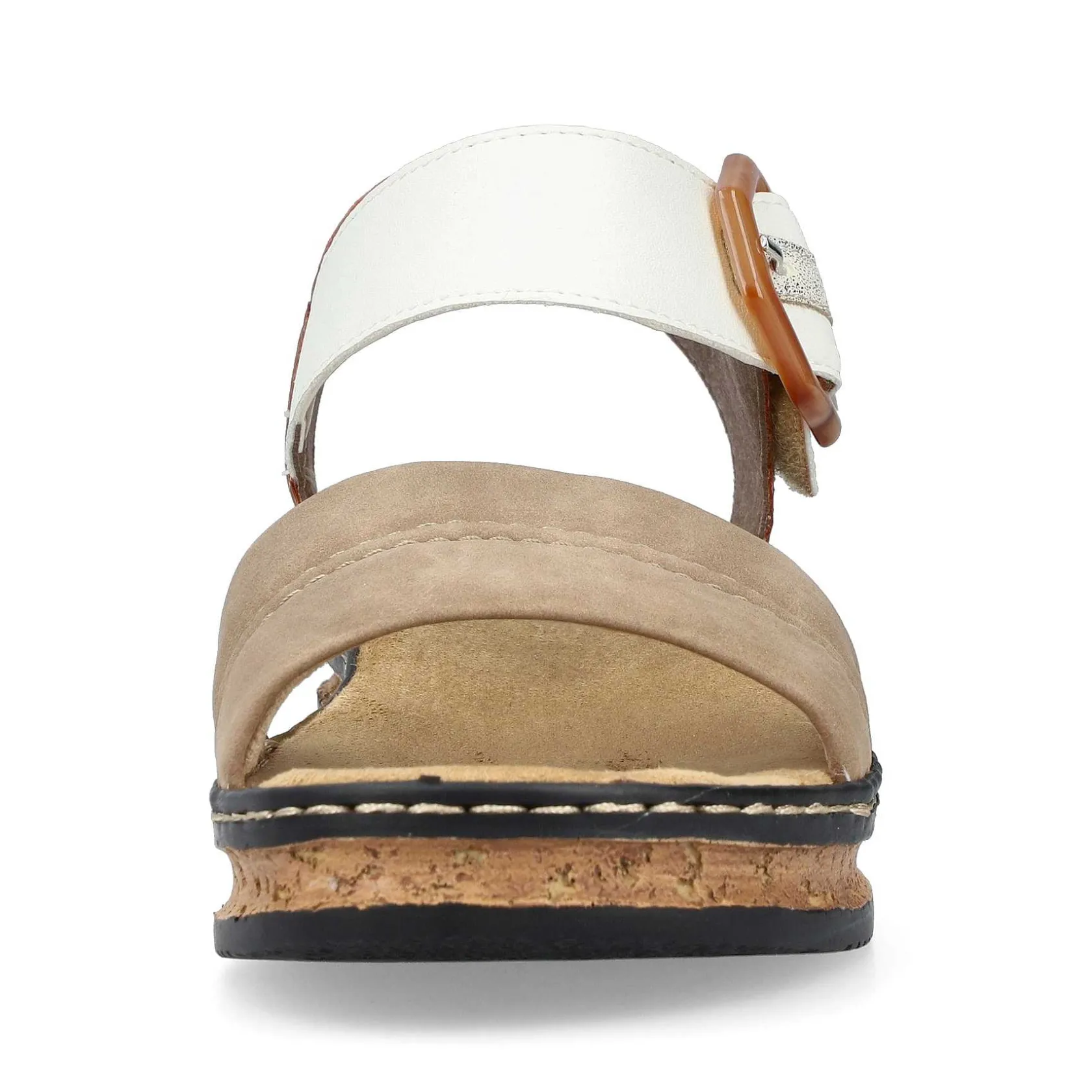 Rieker Heeled Shoes-Women'S Wedge Sandals Brown Beige-Black
