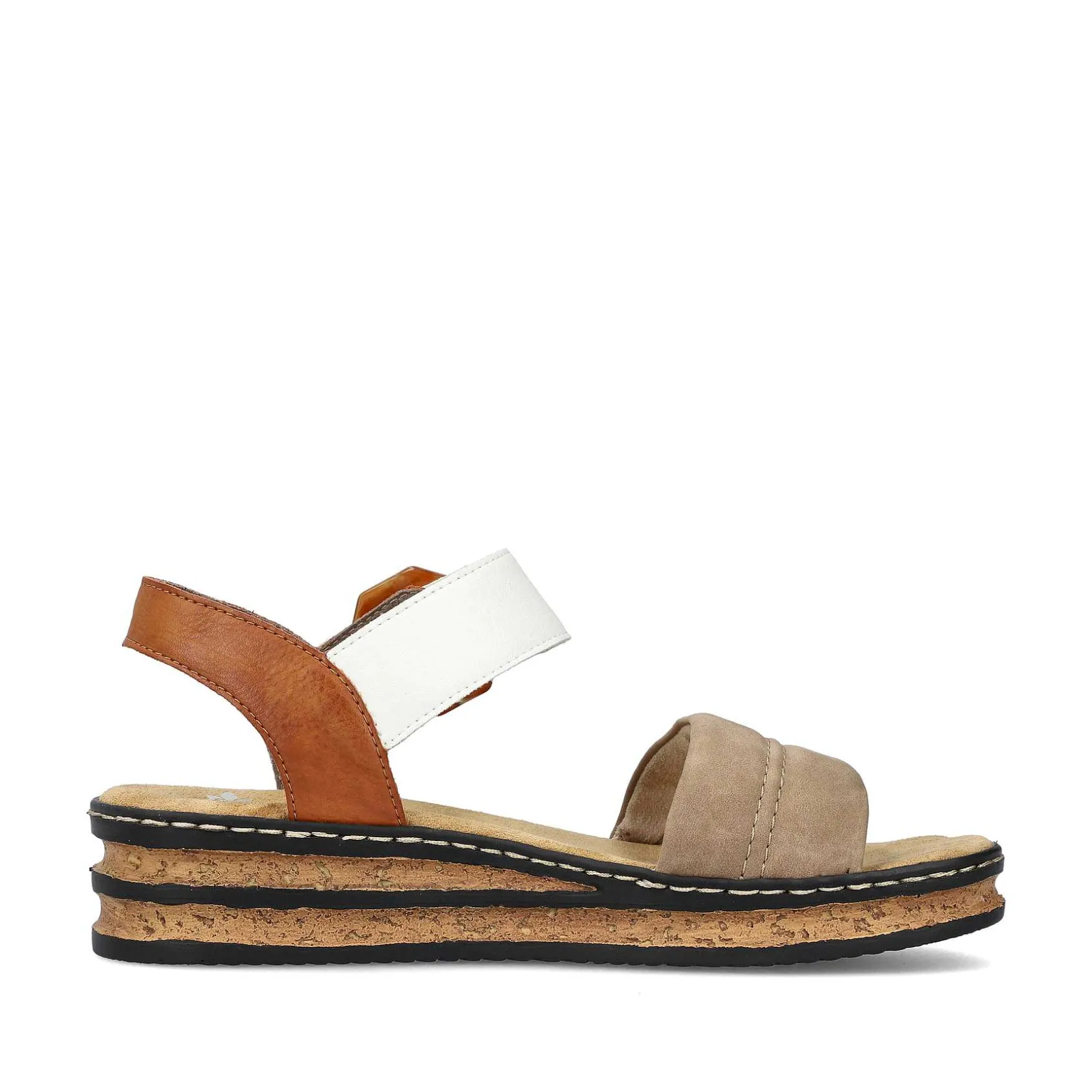 Rieker Heeled Shoes-Women'S Wedge Sandals Brown Beige-Black