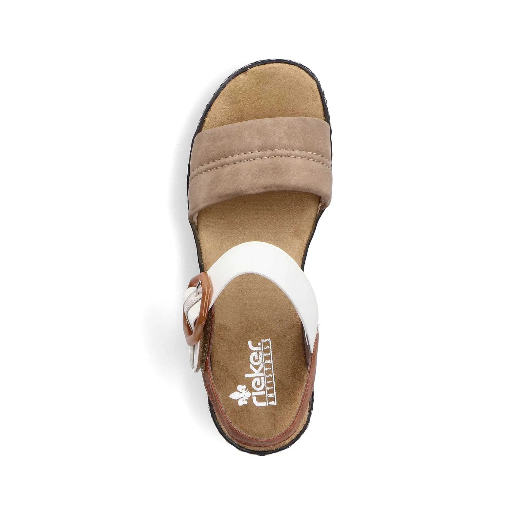 Rieker Heeled Shoes-Women'S Wedge Sandals Brown Beige-Black