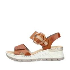 Rieker Heeled Shoes-Women'S Wedge Sandals Chestnut Brown