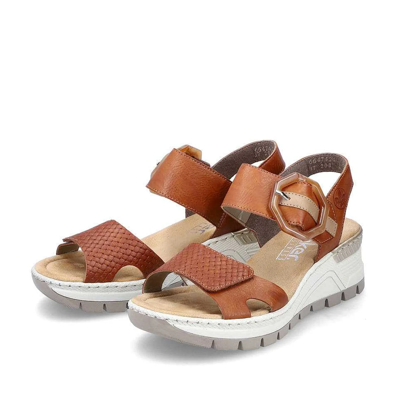 Rieker Heeled Shoes-Women'S Wedge Sandals Chestnut Brown