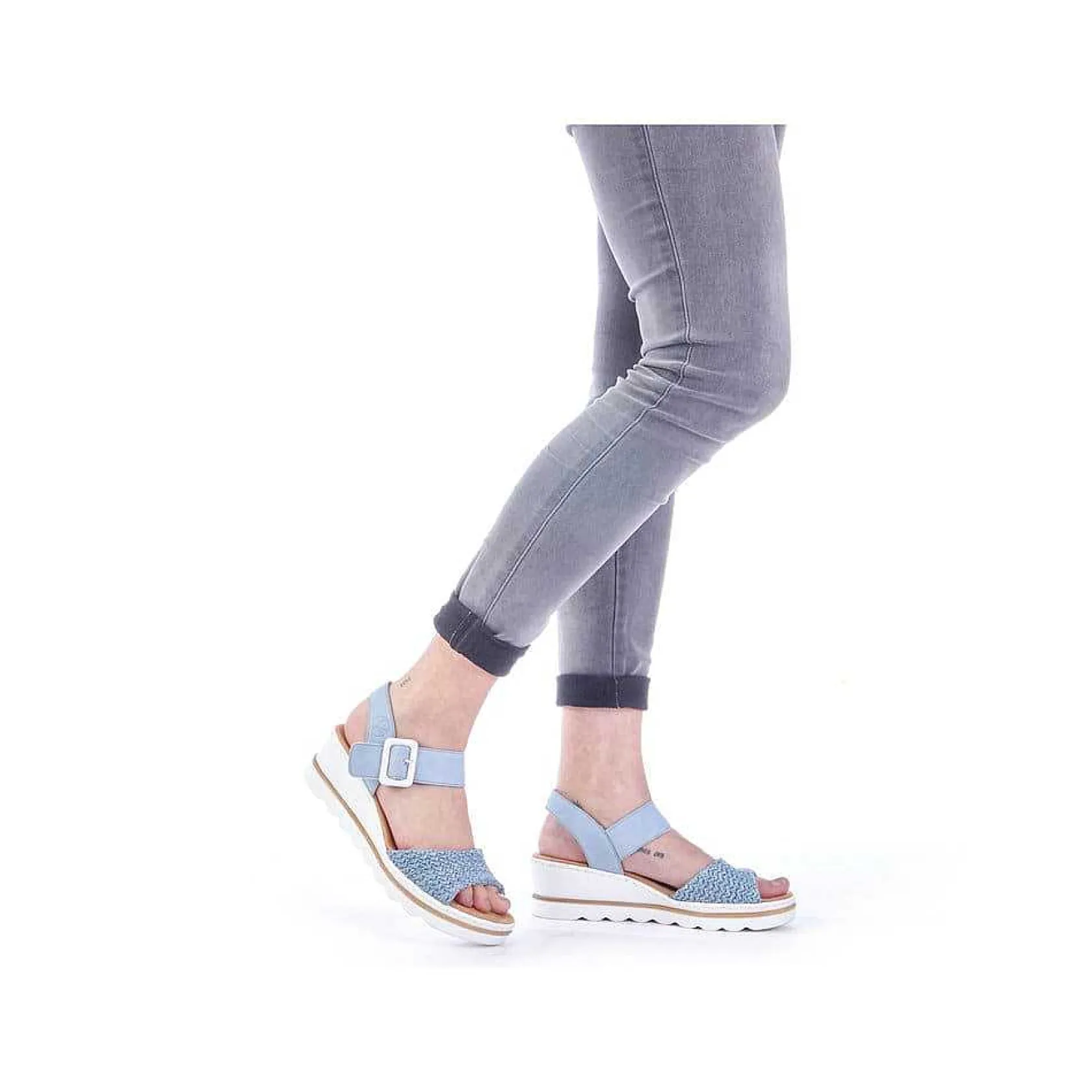 Rieker Heeled Shoes-Women'S Wedge Sandals Sky Blue