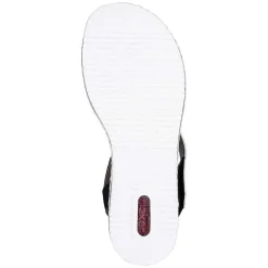 Rieker Heeled Shoes-Women'S Wedge Sandals Nougat Brown-Black-White