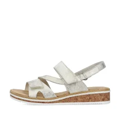 Rieker Heeled Shoes-Women'S Wedge Sandals Silver Metallic