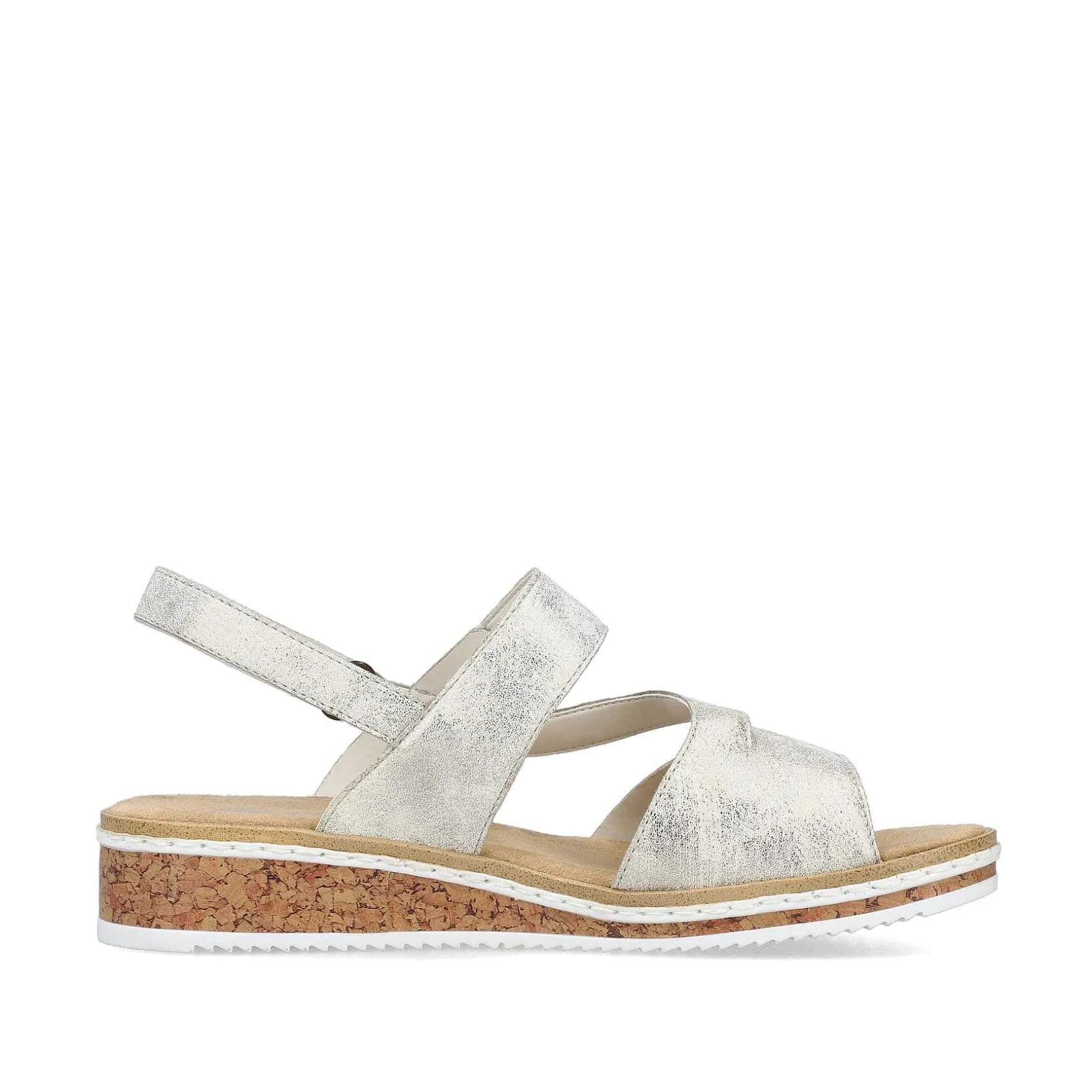 Rieker Heeled Shoes-Women'S Wedge Sandals Silver Metallic