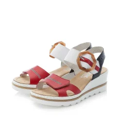 Rieker Heeled Shoes-Women'S Wedge Sandals Fire Red-Pure White