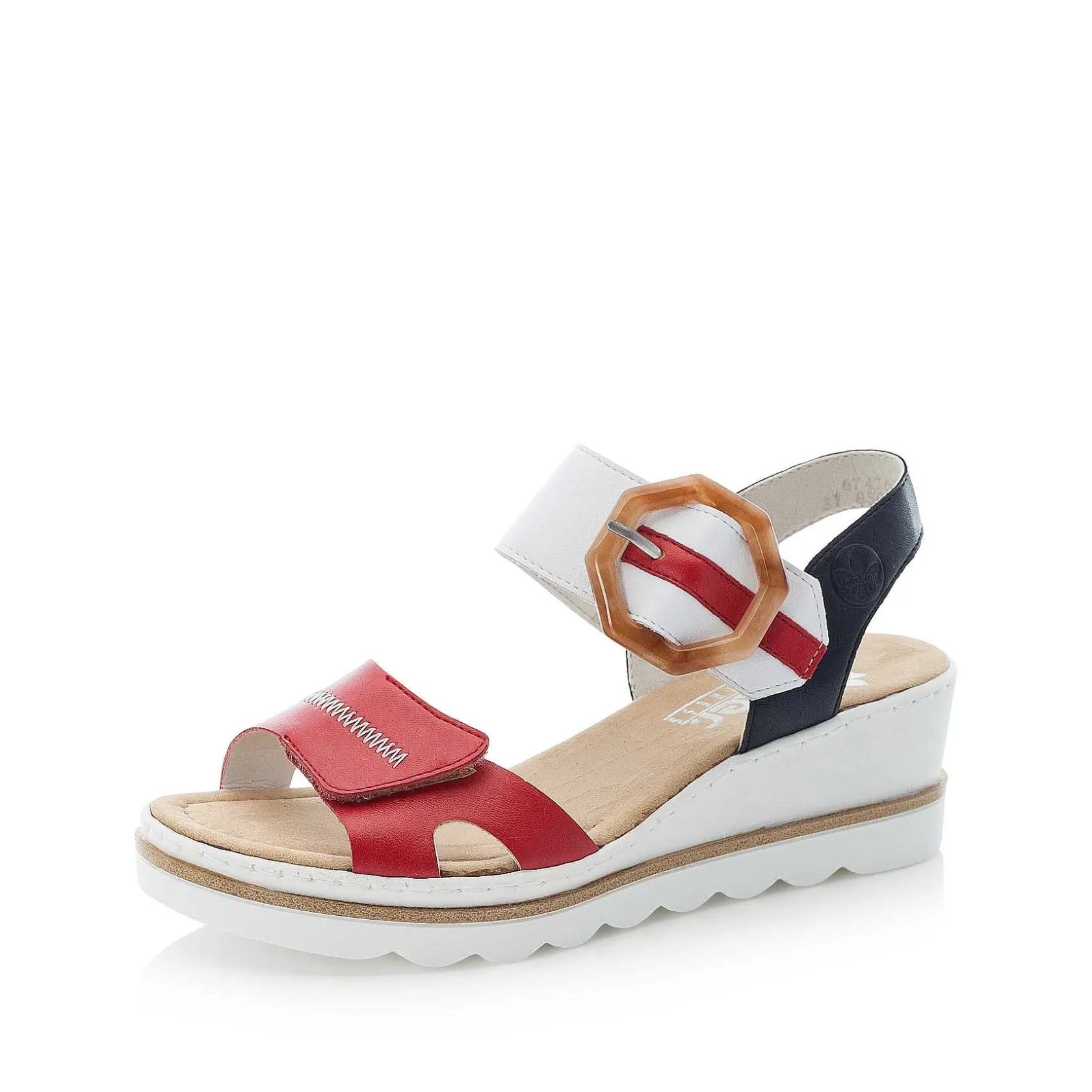 Rieker Heeled Shoes-Women'S Wedge Sandals Fire Red-Pure White