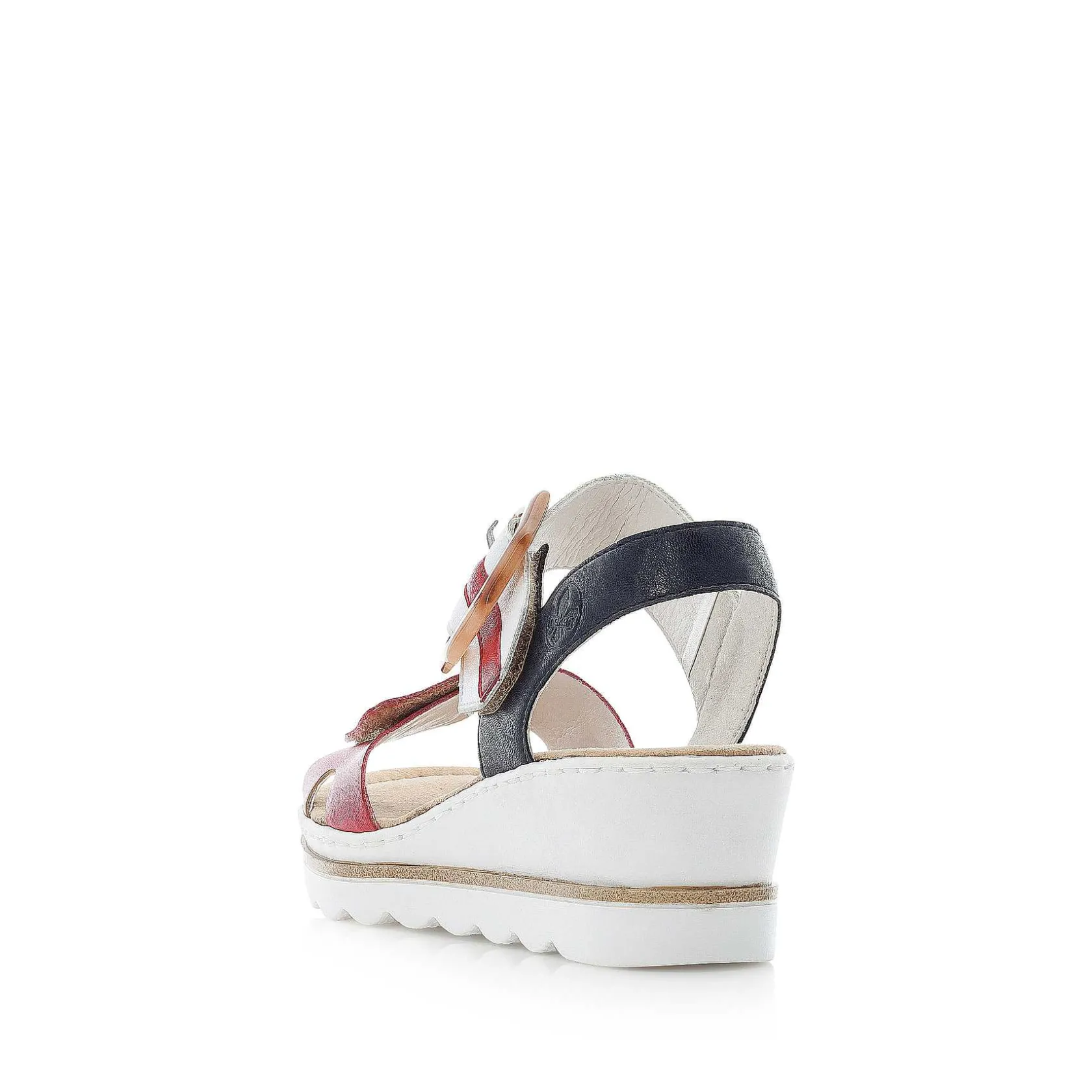 Rieker Heeled Shoes-Women'S Wedge Sandals Fire Red-Pure White