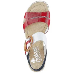 Rieker Heeled Shoes-Women'S Wedge Sandals Fire Red-Pure White