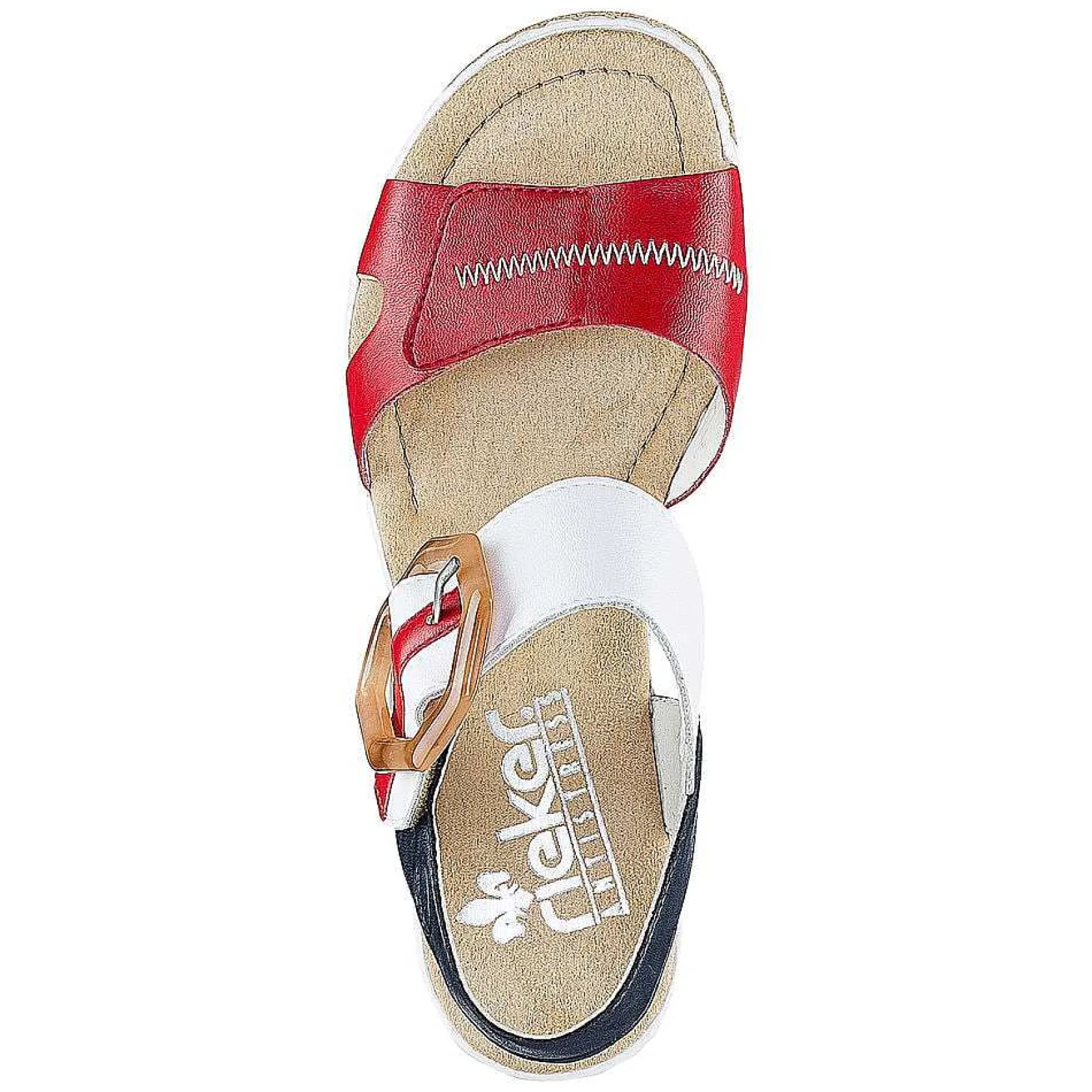 Rieker Heeled Shoes-Women'S Wedge Sandals Fire Red-Pure White