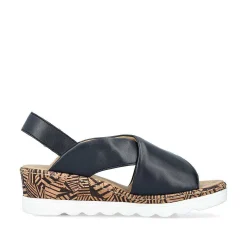 Rieker Heeled Shoes-Women'S Wedge Sandals Navy Blue
